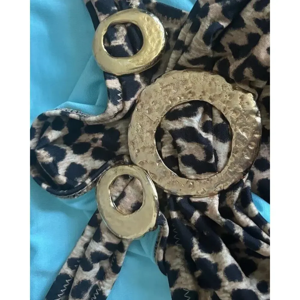 PHAX bikini swimsuit Animal Print Gold Accents Women’s 2 Piece Size Large